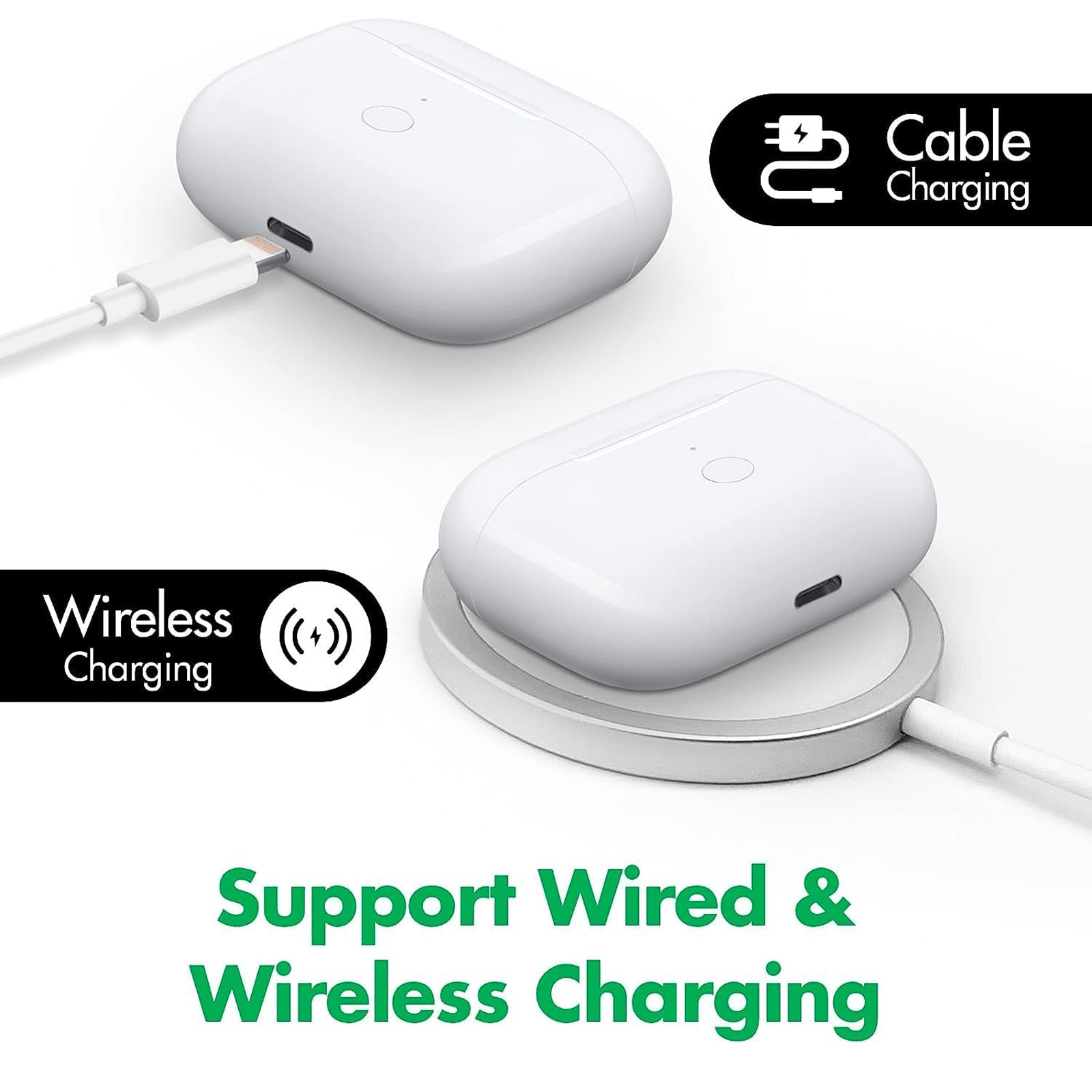 Wireless Charging Case Replacement for AirPods Pro 1 2