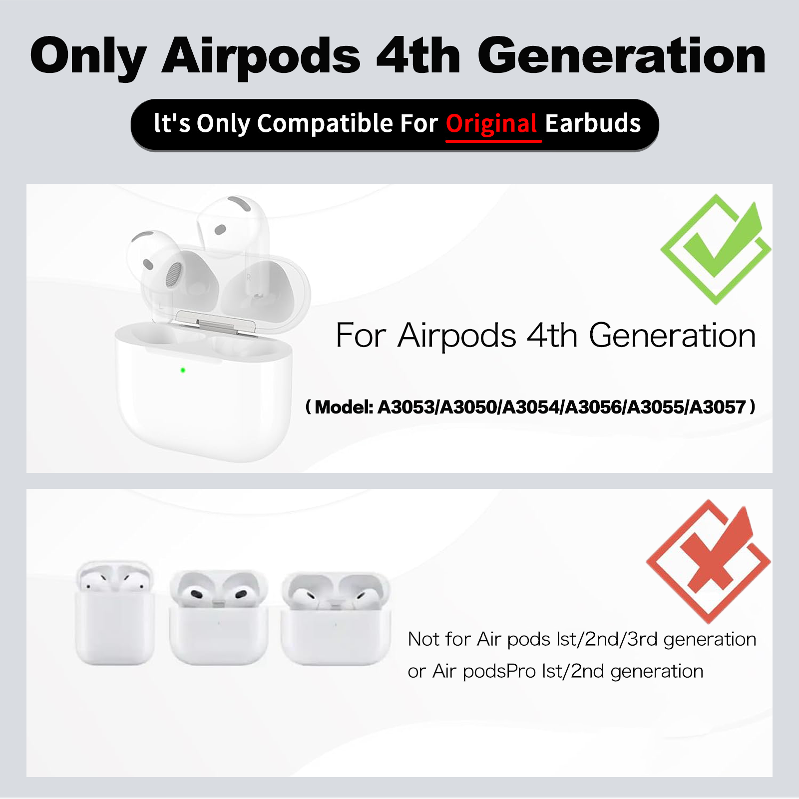 Wireless Charging Case Compatible with AirPods 4th