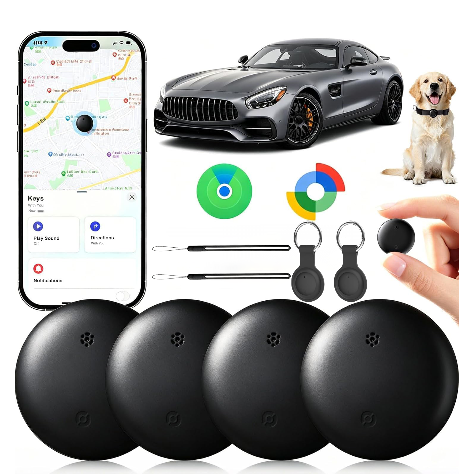 Dual System Tracker Smart Tags （Work with Apple Find My (iOS)&Google's Find Hub(Android)