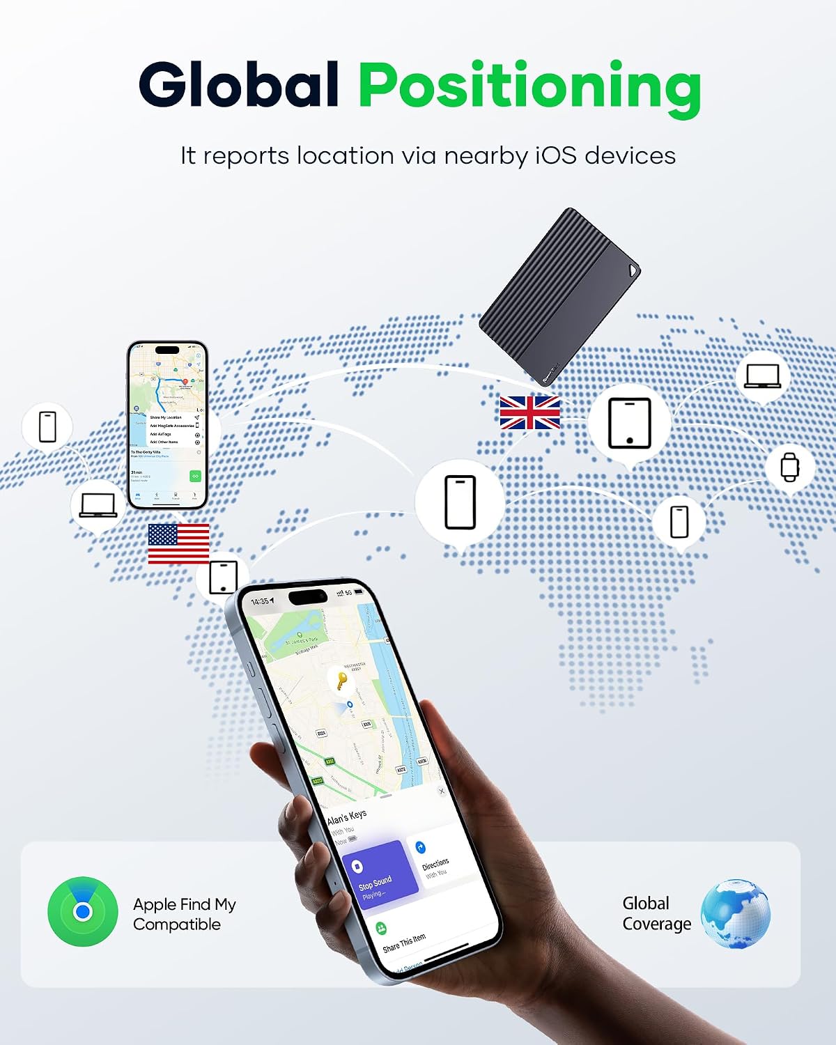 Wallet Tracker Card for Apple Find My or Google's Find Hub Device