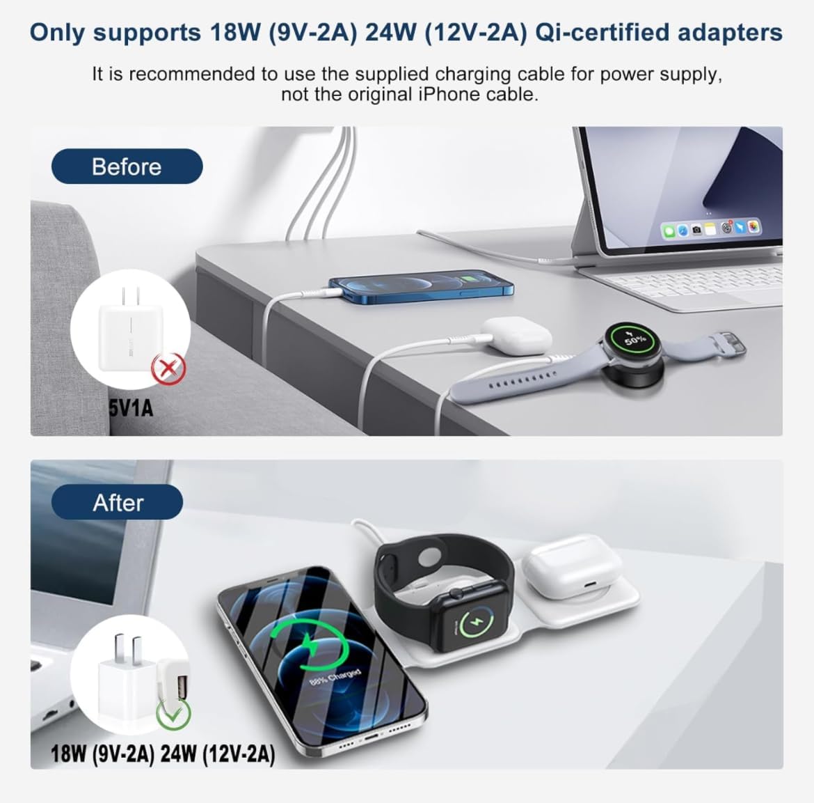3 in 1 Foldable Magnetic Wireless Charger Dock
