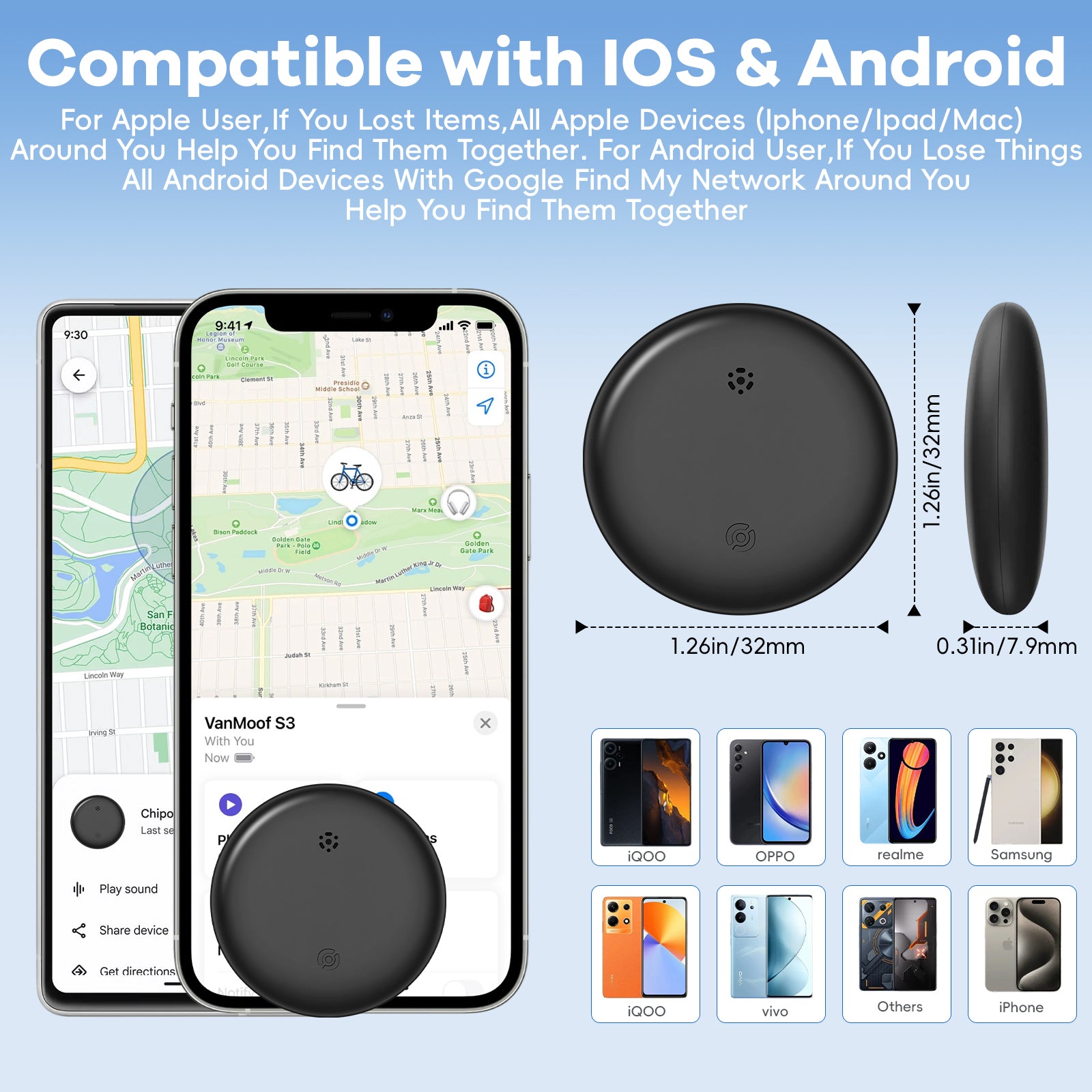 Dual System Tracker Smart Tags （Work with Apple Find My (iOS)&Google's Find Hub(Android)