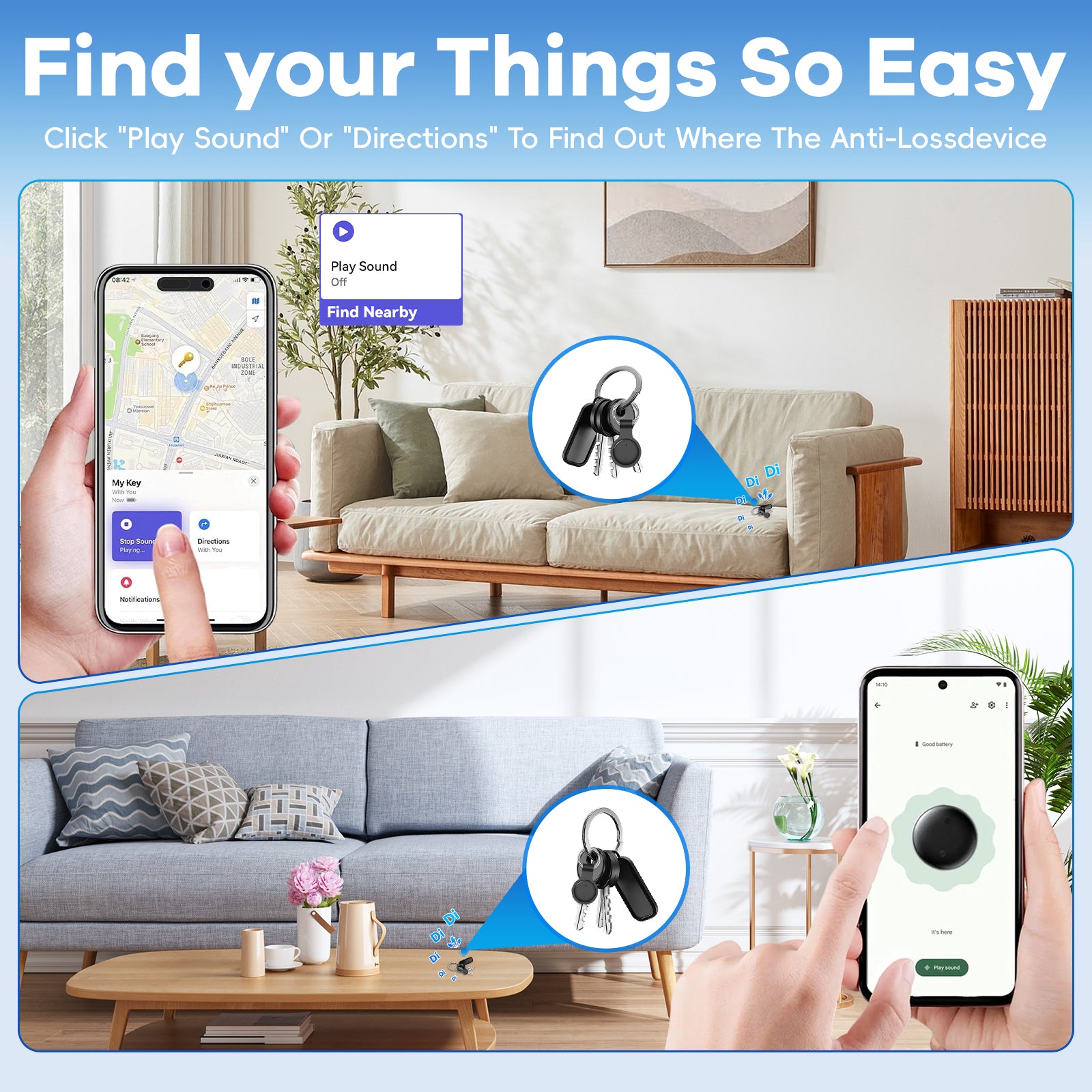Dual System Tracker Smart Tags （Work with Apple Find My (iOS)&Google's Find Hub(Android)
